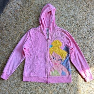 Pink Velour Tinkerbell Zip Up Hoodie
